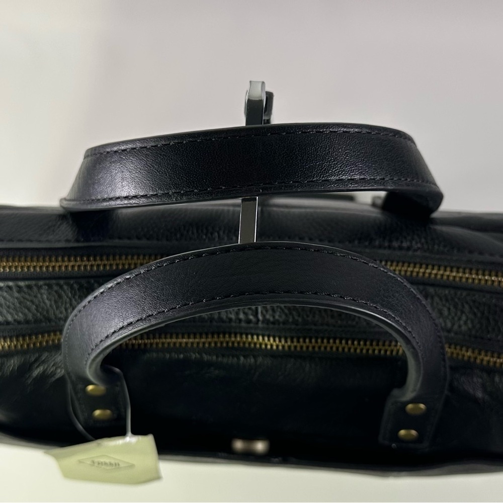 NEW Men’s Fossill HaskellBlack Leather Men's Briefcase/Laptop Bag - Picture 8 of 16